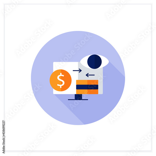 Assets monitoring flat icon.Monitoring accounts. Logs information about tangible assets on laptop.Business concept.Vector illustration