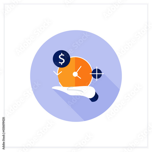 Asset management flat icon. Accurate amortization rates. Expensing cost process. Calculation loan payment amount. Business concept. Vector illustration