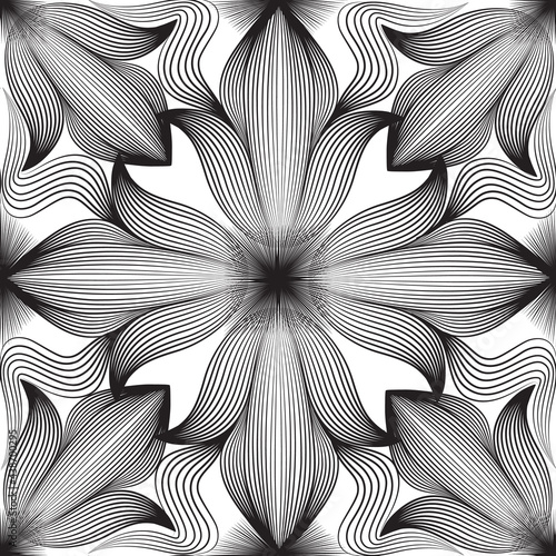 Abstract seamless pattern. Arabic line ornament with geometric shapes. fFlora...
