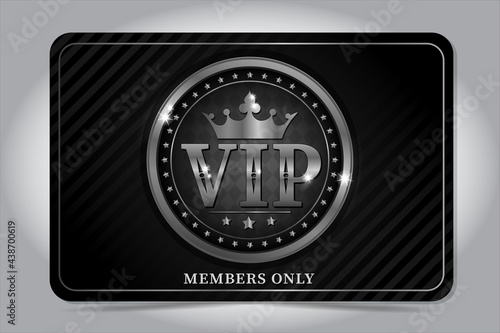 VIP premium card with silver elements and crown. VIP Members Card.

