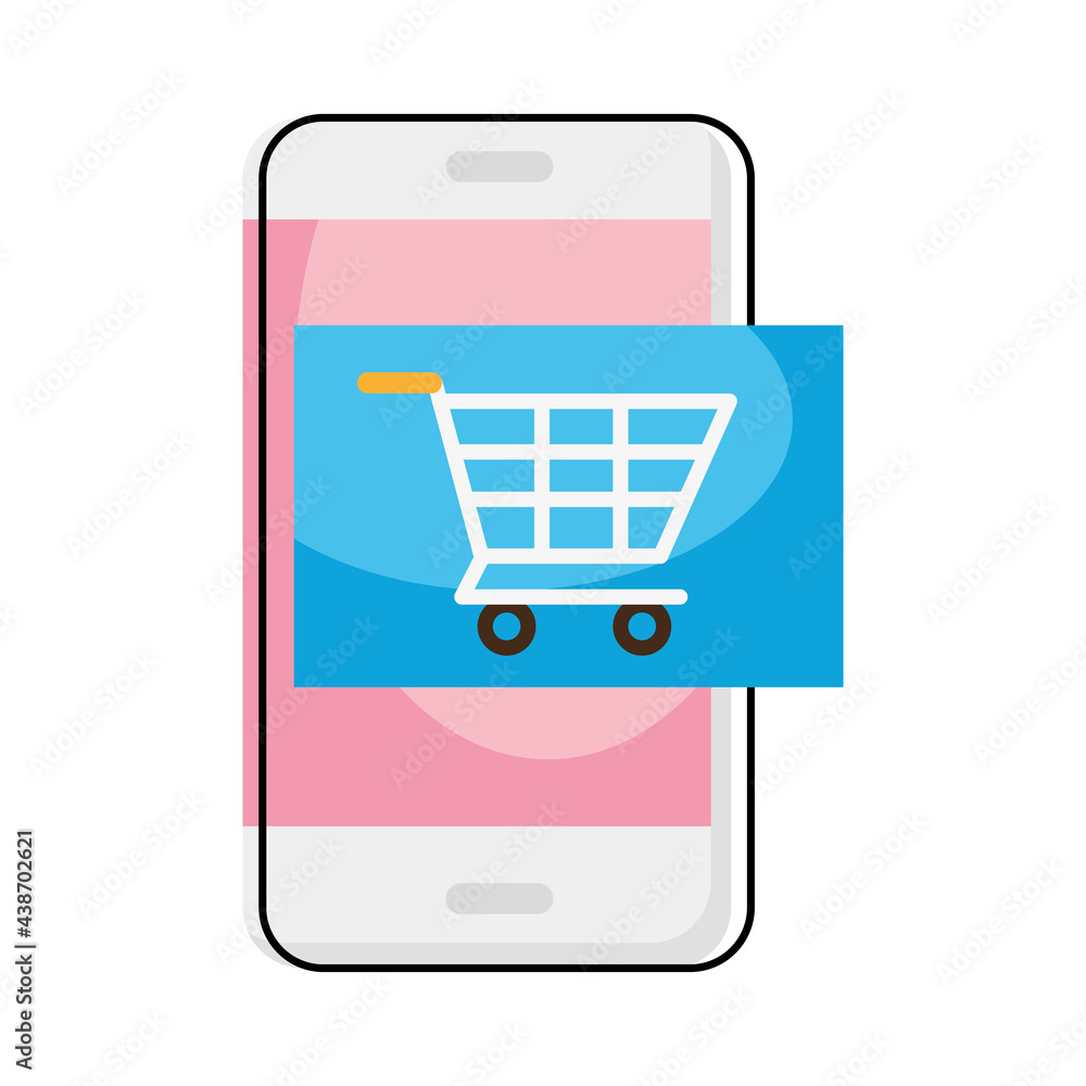 shopping cart on smartphone shopping cart on smartphone