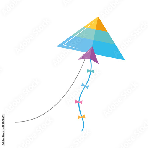 Blue and triangle kite flying