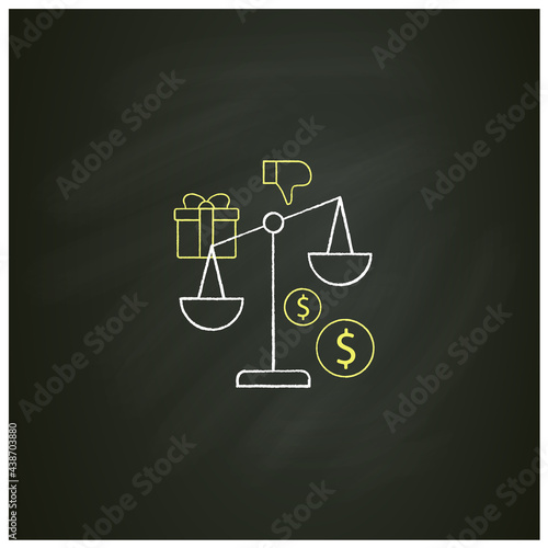 Inequality chalk icon. Economical injustice.Gap between rich and poor, wealth disparity. Scales.Universal basic income concept. Isolated vector illustration on chalkboard