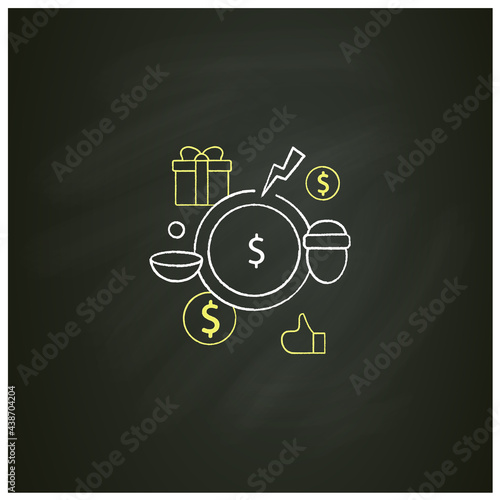 Breaking poverty cycle chalk icon. Unemployment benefit. State assistance.Universal basic income concept. Isolated vector illustration on chalkboard