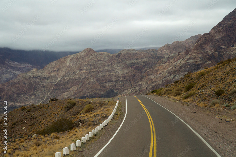 Road to Aconcagua. Traveling along the asphalt highway high in the mountains.
Road to Aconcagua. Traveling along the asphalt highway high in the mountains.