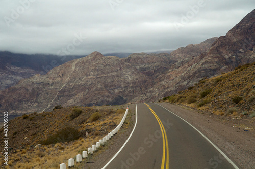 Road to Aconcagua. Traveling along the asphalt highway high in the mountains.   © Gonzalo