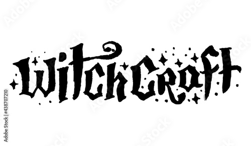 Mysticism witchcraft occult hand drawn lettering illustration