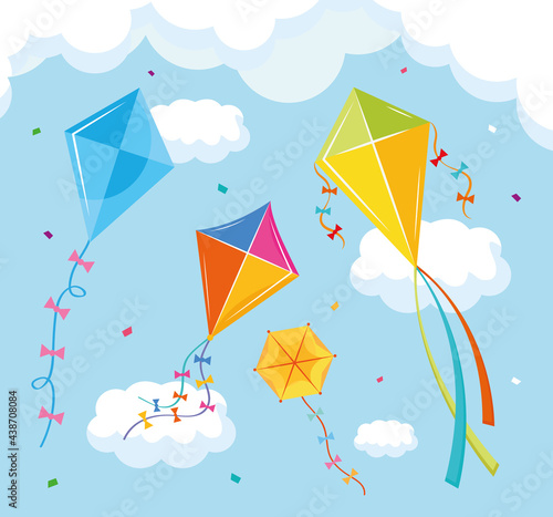 colored kites flying