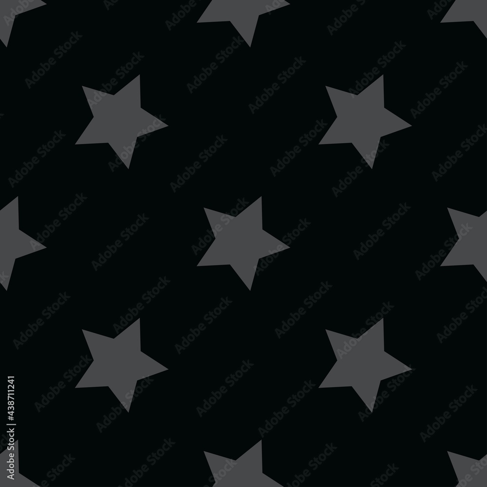 grey stars on a black background. vector seamless illustration. print on print or clothes grey stars on a black background. vector seamless illustration. print on print or clothes