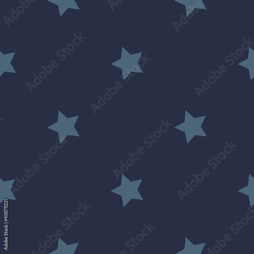 blue stars on a blue background. vector seamless illustration. print on print or clothes