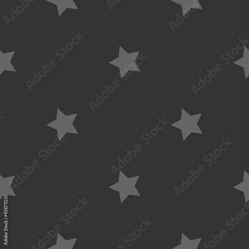 grey stars on a black background. vector seamless illustration. print on print or clothes