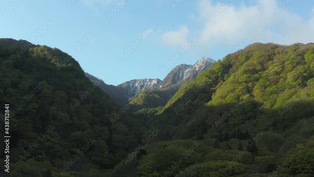 Forests and Mt Daisen, Tottori Japan National Park, Tilt Reveal Shot Forests and Mt Daisen, Tottori Japan National Park, Tilt Reveal Shot