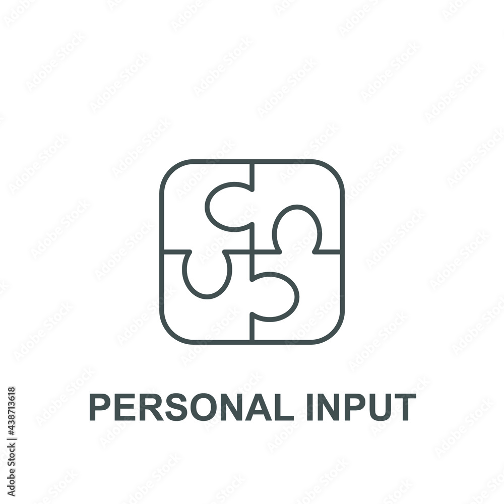 Business teamwork, group interaction. Puzzle problem solving. Human resource management. Partnership collaboration. Personal input icon. Vector illustration. Design on white background. EPS 10