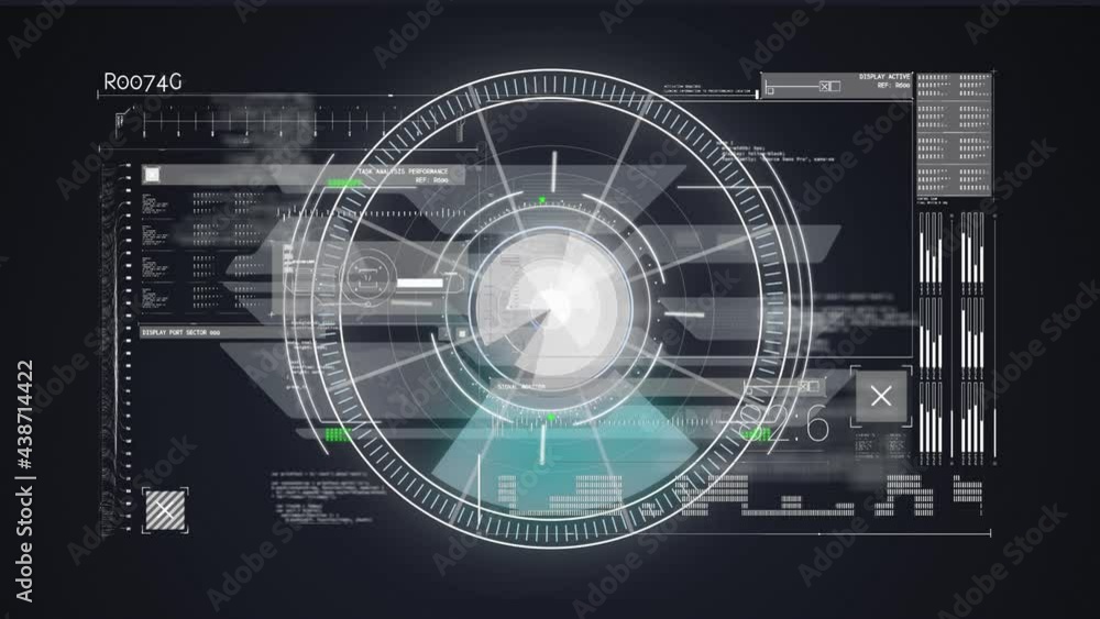Animation of scopes scanning and data processing over digital screen Animation of scopes scanning and data processing over digital screen