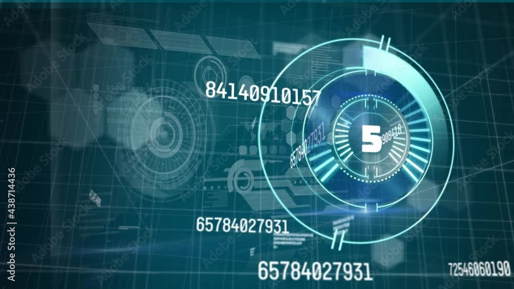 Animation of scopes scanning, numbers changing and data processing over digital screen Animation of scopes scanning, numbers changing and data processing over digital screen