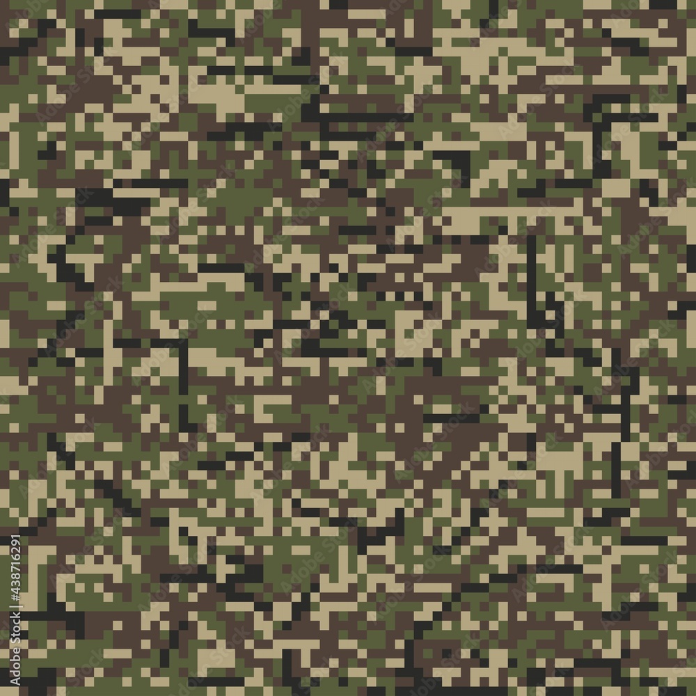 military print green pixel camouflage, army seamless pattern