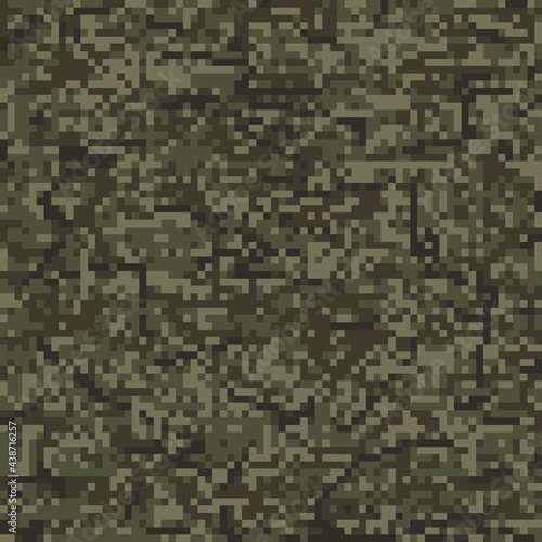military print green pixel camouflage, army seamless pattern © keni