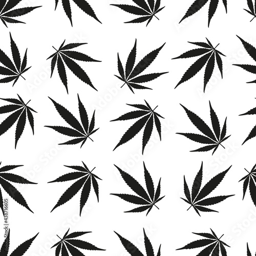 vector, seamless cannabis print on a white background, print for clothes or print