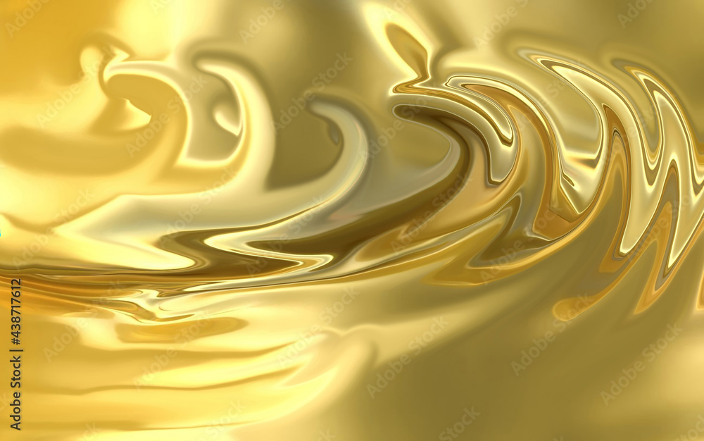 Liquid gold background. Beautiful yellow gold glitters in the light. Yellow  swirling patterns on shiny gold. Stock Illustration | Adobe Stock