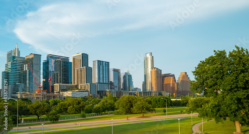 View of Austin park, Texas in USA downtown skyline.