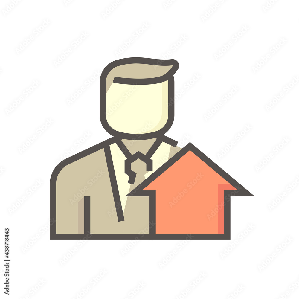 Housing estate and agent or realtors vector icon. Include home or house building. That people is specialize in real estate, property, law i.e. development, owned, sale, rent, buy, investment. 64x64 px Housing estate and agent or realtors vector icon. Include home or house building. That people is specialize in real estate, property, law i.e. development, owned, sale, rent, buy, investment. 64x64 px