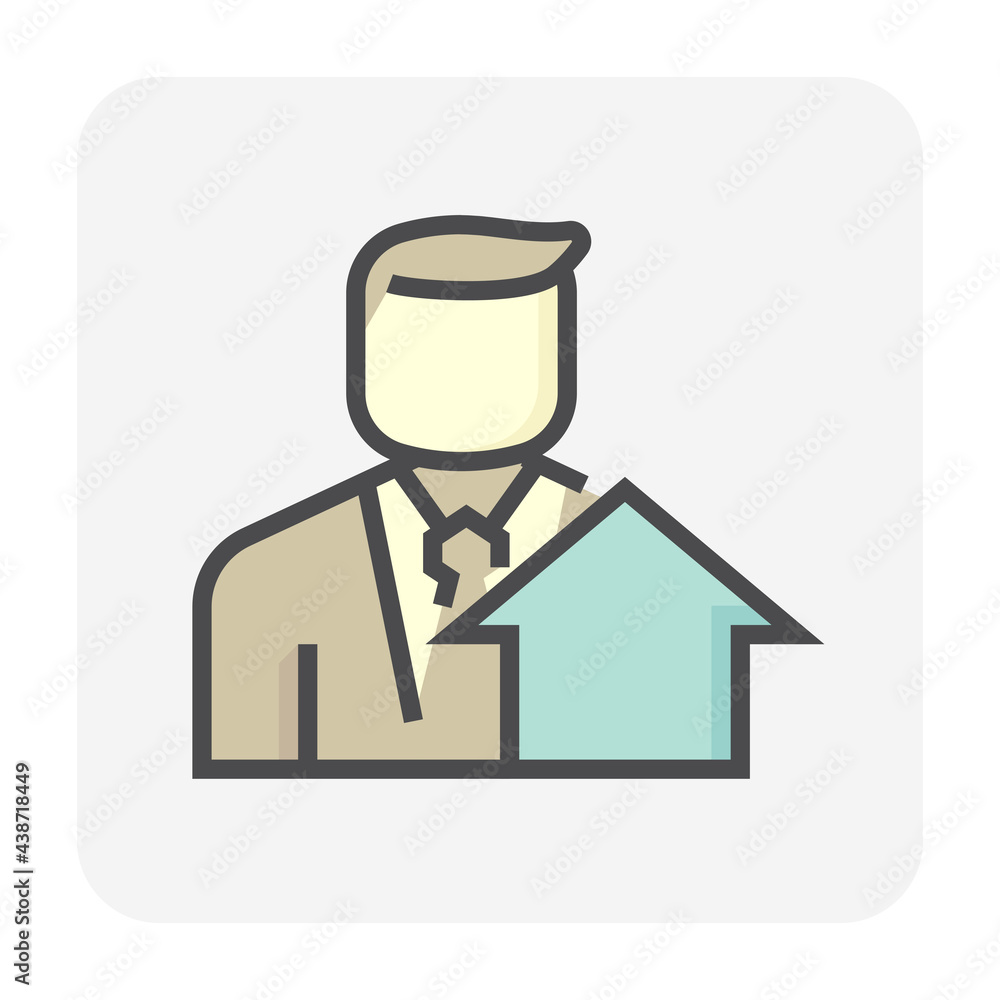 Housing estate and agent or realtors vector icon. Include home or house building. That people is specialize in real estate, property, law i.e. development, owned, sale, rent, buy, investment. 64x64 px Housing estate and agent or realtors vector icon. Include home or house building. That people is specialize in real estate, property, law i.e. development, owned, sale, rent, buy, investment. 64x64 px