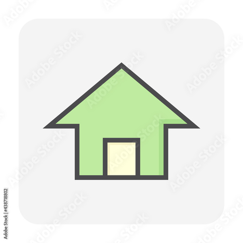 House or residential building with simple shape vector icon   symbol or pictogram design. That real estate or property for development  owned  sale  rent  buy  purchase or investment. 64x64 pixel.