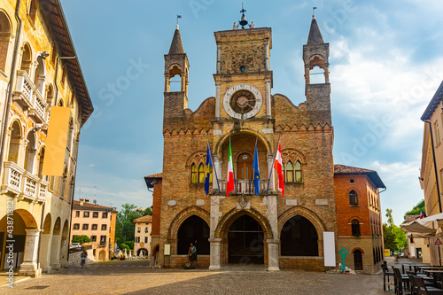 View of Gothic building of Communal Palace (Palazzo del Comune) of Pordenone, Italy