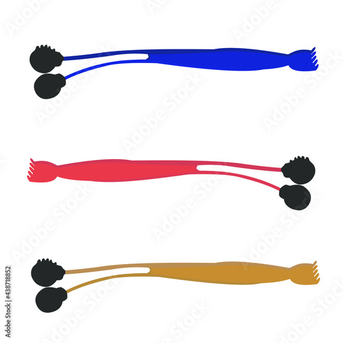 Traditional back scratcher and massage tool in three colors. Vector illustration