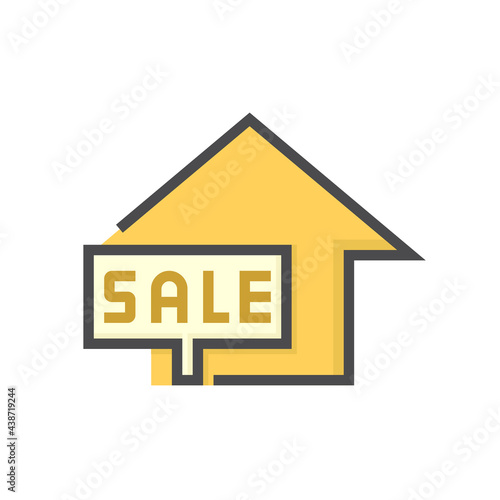 House for sale vector icon. That foreclose real estate or property consist of home or house building and forsale sign. Also for development, owned, rent, buy, purchase or investment. 64x64 pixel.
