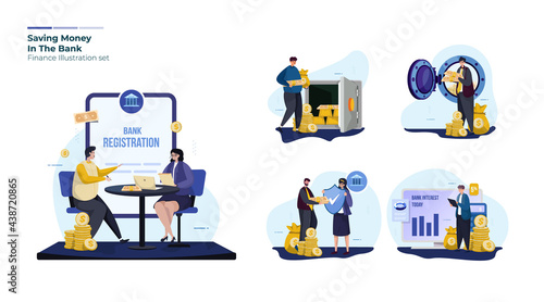 Illustration collection set about finance and banking concept