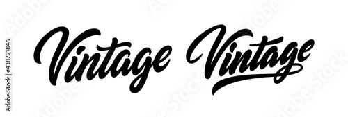 Word Vintage. Hand lettering for design of t-shirt, hoody, cap. Tee slogan design in modern calligraphy style.
