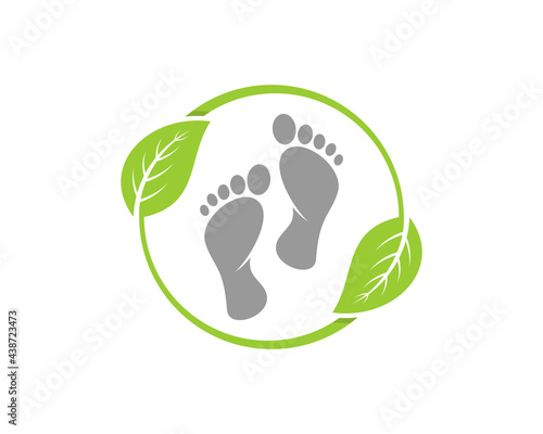 Foot in the circle green leaves logo