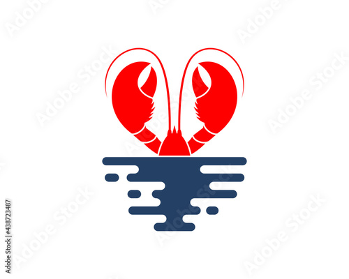 Lobster on the water illustration logo