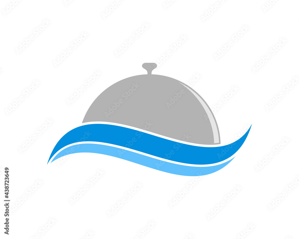 Fototapeta premium Food cloche on the sea wave