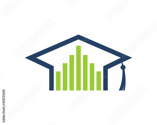 Graduation hat with chart growth up in the middle
