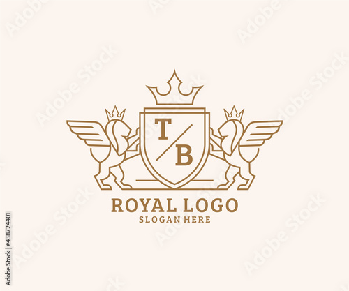 Initial TB Letter Lion Royal Luxury Heraldic,Crest Logo template in vector art for Restaurant, Royalty, Boutique, Cafe, Hotel, Heraldic, Jewelry, Fashion and other vector illustration.