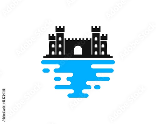 Luxury fortress with abstract sea above