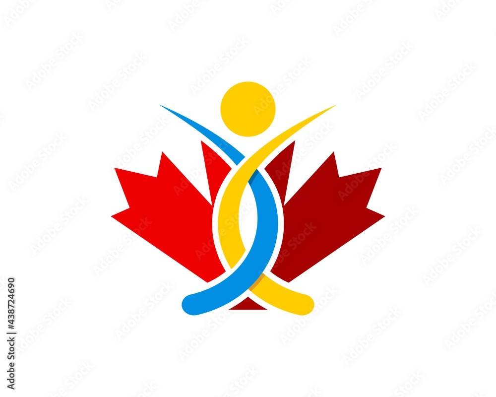 Red maple leaf with abstract people inside Red maple leaf with abstract people inside