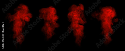 red smoke steam isolated black background