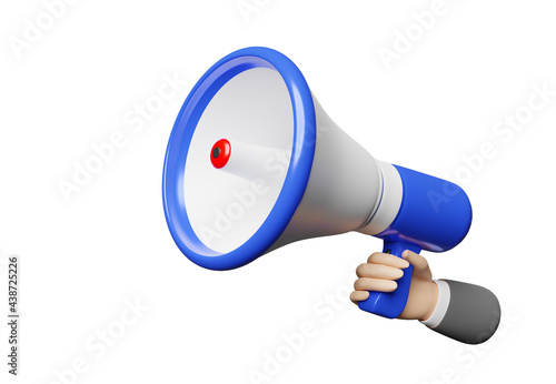 businessman hands holding megaphone or hand speaker isolated on white background ,Concept 3d illustration or 3d render photo