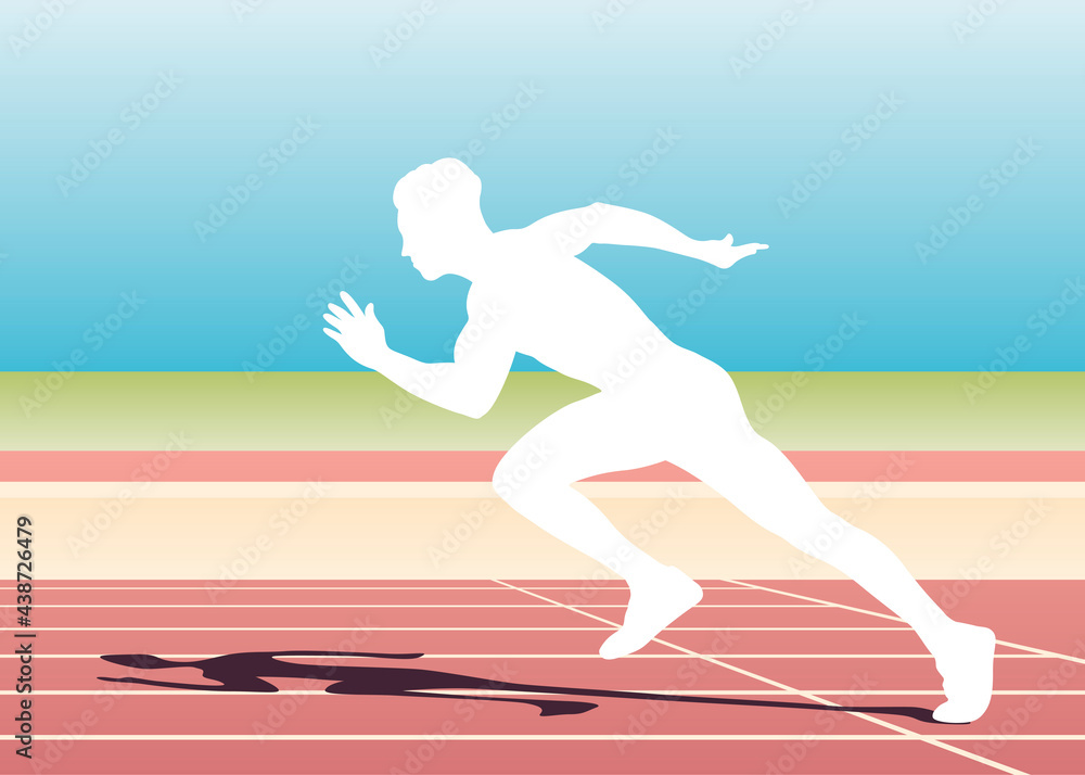 Man Sprinting Silhouette on Gradient Background Man Sprinting Silhouette on Gradient Background