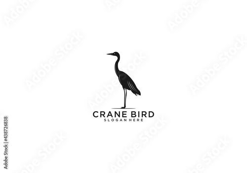 crane bird logo template in white background