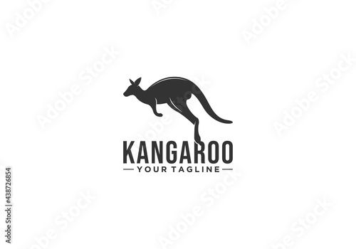 kangaroo logo with jumping kangaroo illustration