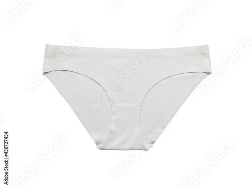 Comfortable women's white panties isolated on a white background. Flat lay.