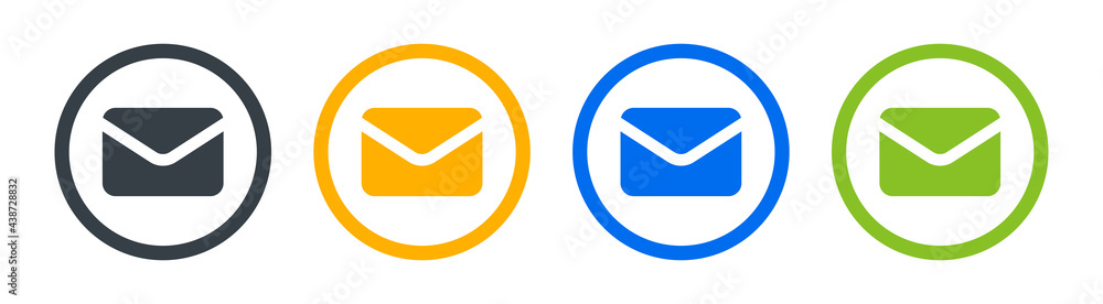 Envelope icons set on circle design. Envelope icons set on circle design.