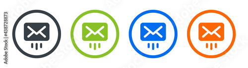 Sending mail message letter icons set graphic vector illustration.