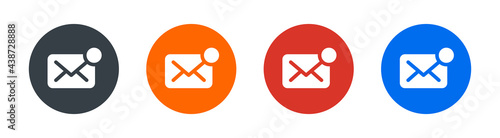 New message icon with notification. Envelope pointer with incoming message. Social media chat communication. 