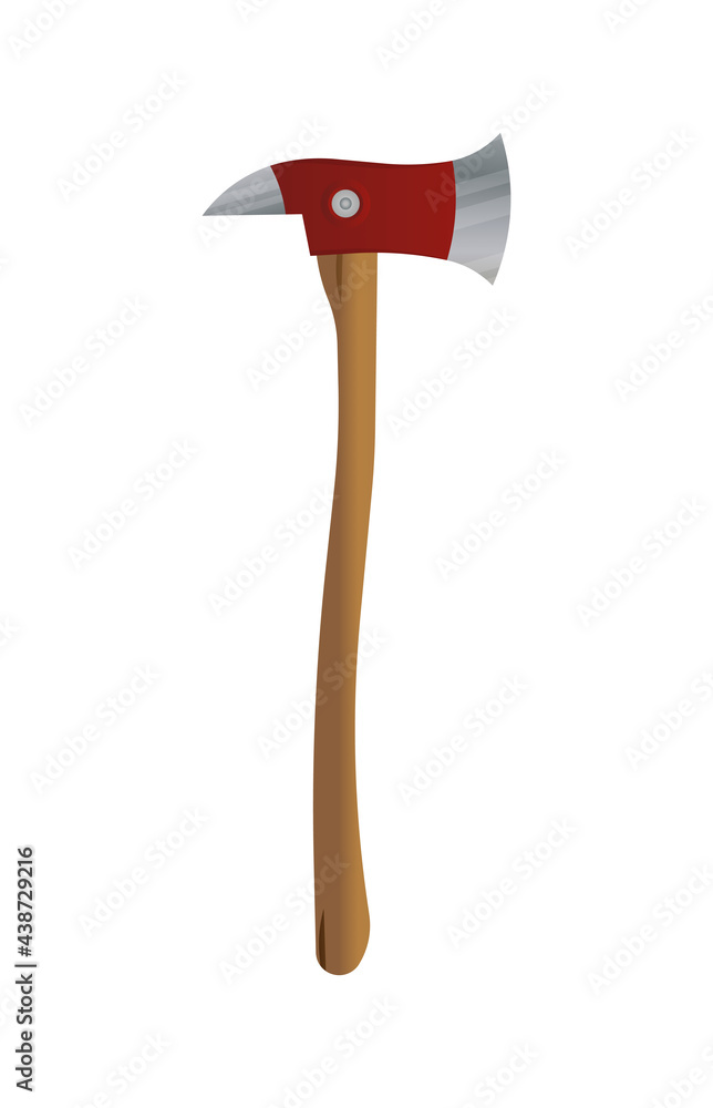 Big AXE with a red handle, realistic illustration, vector on a white background. Big AXE with a red handle, realistic illustration, vector on a white background.