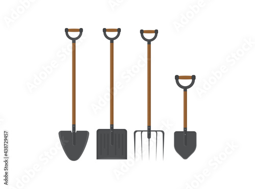 Short Handle Shovel and Spade is a three color illustration. Wooden handle and fiberglass handle included.